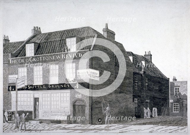 South-east view of the Grotto Inn, St George's Street, Southwark, London, 1825. Artist: Maddox