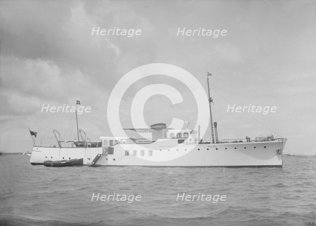 The motor yacht 'Wilma' at anchor, 1936. Creator: Kirk & Sons of Cowes.