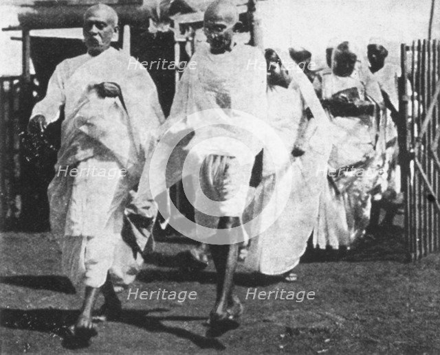 Mohandas Gandhi, Indian nationalist leader, on his way to Congress, 1932. Artist: Anon