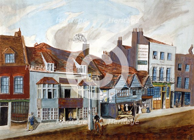 The George Tavern and shop fronts, Newington Butts, Southwark, London, c1825.             Artist: Anon