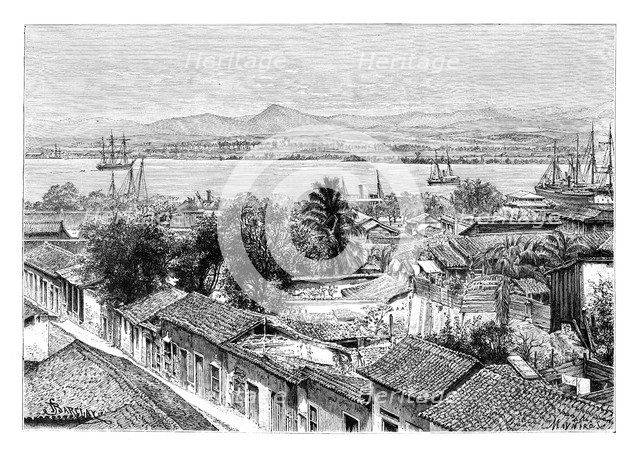 General view of Santiago, Cuba, c1890.Artist: Maynard