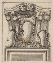 Architectural Motif with Three Shields, c. 1690. Creator: Carlo Antonio Buffagnotti.