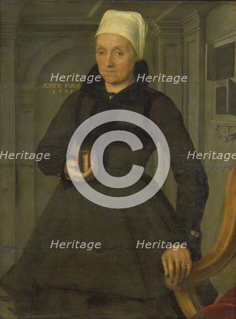 Portrait of Lysbeth Hendriksdr (1536-after 1603). Wife of Bartholomeus van der Wiere, 1593. Creator: Jan Claesz.