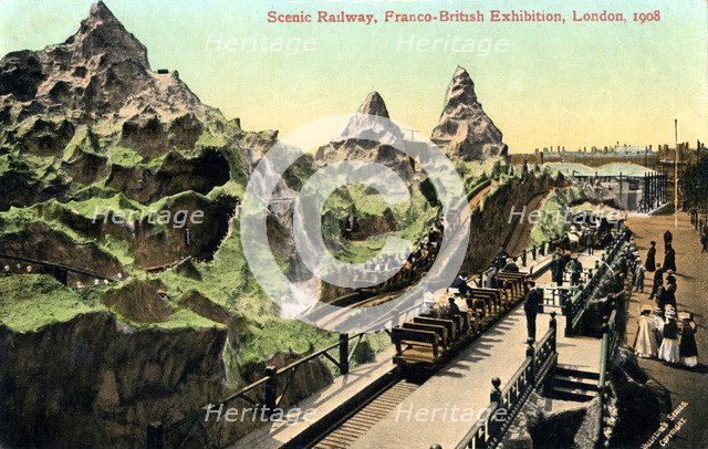 Scenic railway, Franco-British Exhibition, London, 1908.Artist: Valentine & Sons