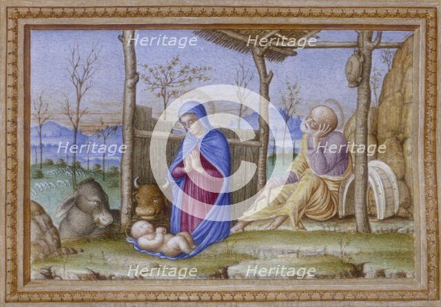 Jesus, Mary and Joseph in the stable, 15th century?  Creator: Unknown.