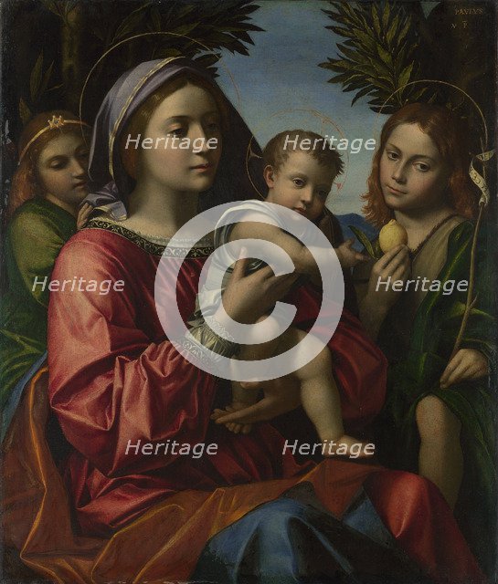 The Virgin and Child with the Baptist and an Angel, c. 1516. Artist: Morando, Paolo (ca 1486/8 - 1522)