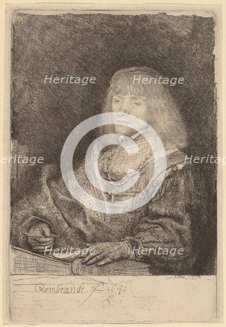 Man at a Desk Wearing a Cross and Chain, 1641. Creator: Rembrandt Harmensz van Rijn.