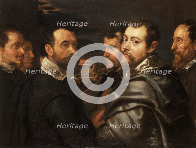 Self-Portrait in a Circle of Friends from Mantua, ca 1604. Artist: Rubens, Pieter Paul (1577-1640)