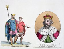 Edward the Confessor and Alfred the Great, English kings, 19th century. Artist: Unknown