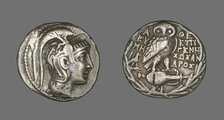 Tetradrachm (Coin) Depicting the Goddess Athena, about 163 BCE. Creator: Unknown.