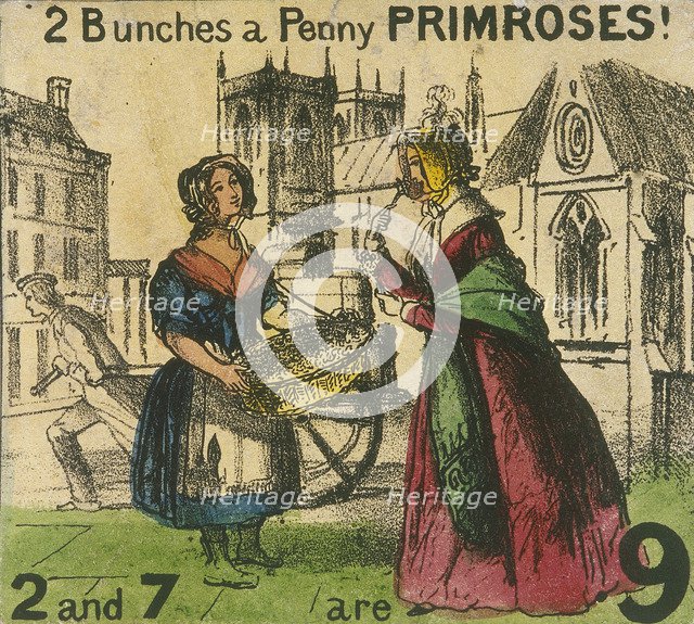 '2 Bunches a Penny Primroses!', Cries of London, c1840. Artist: TH Jones