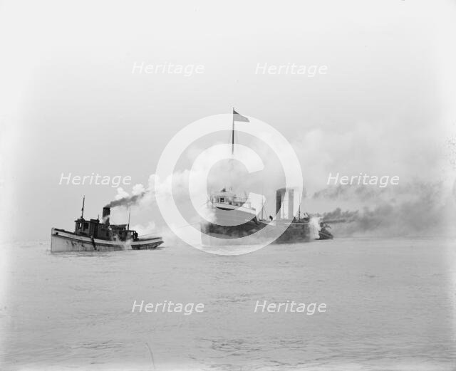 A tow entering St. Clair Ship Canal, between 1900 and 1905. Creator: Unknown.