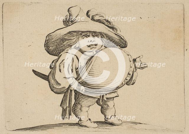 L'Homme au Gros Ventre Orné d'une Rangée de Boutons (Man with a Large Belly Decorated w..., 1616-22. Creator: Jacques Callot.