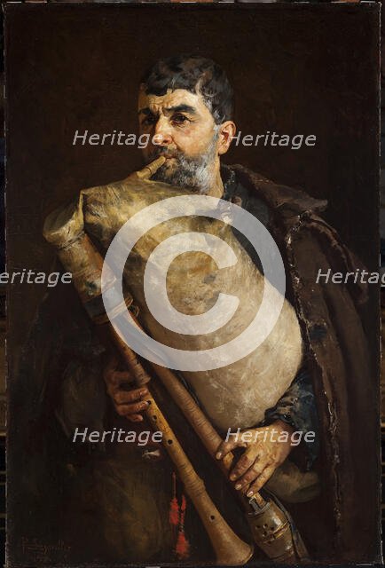 Bagpipe Player, 1879. Creator: Pantaleon Szyndler.