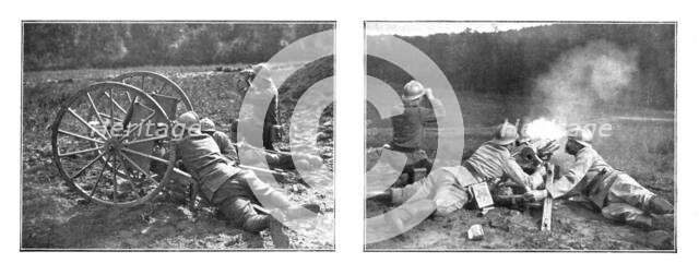'L'Outillage Ennemi et le Notre; La manoeuvre de notre canon de 37, sur roues ou sur affut', 1918. Creator: Unknown.