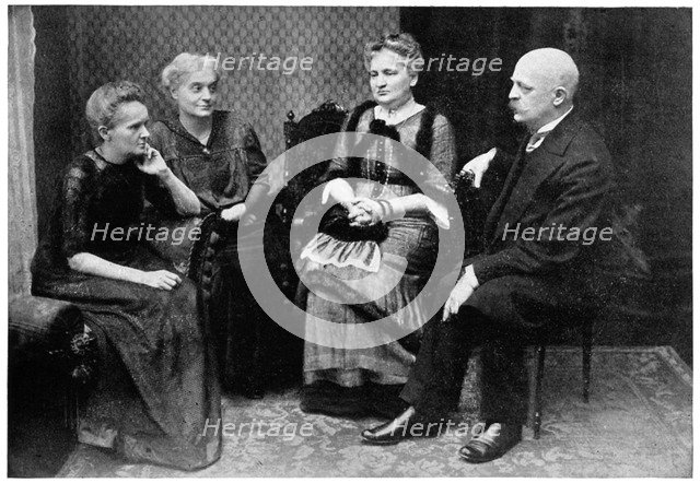 Marie Curie, Polish-born French physicist with members of her family in Warsaw, Poland, 1912. Artist: Anon