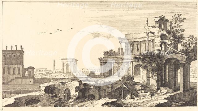 Landscape with Classical Ruins, 1673. Creator: Sebastien Le Clerc.