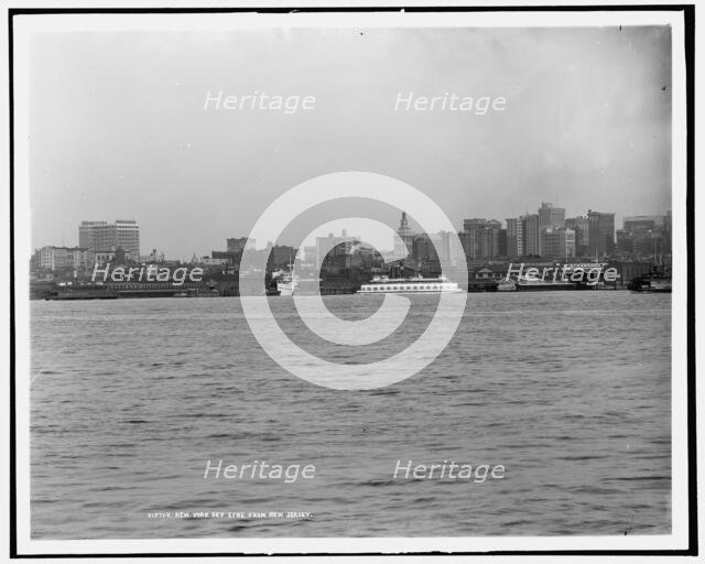 New York sky line from New Jersey, between 1910 and 1915. Creator: Unknown.