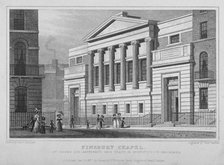 Finsbury Chapel, Blomfield Street, City of London, 1827. Artist: Thomas Barber