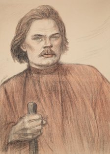 Portrait of the author Maxim Gorky (1868-1939), 1905. Creator: Steinlen, Théophile Alexandre (1859-1923).