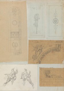 Page from a Scrapbook containing Drawings and Several Prints of Architecture, Int..., ca. 1800-1850. Creators: Workshop of Charles Percier, Workshop of Pierre François Léonard Fontaine.