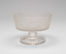 Westward Ho!/Pioneer pattern footed dish, c. 1876. Creator: Gillinder & Sons.