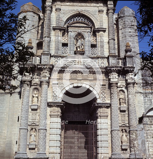 Detail of the façade of the Church of San Miguel in Jerez de la Frontera (Cádiz).