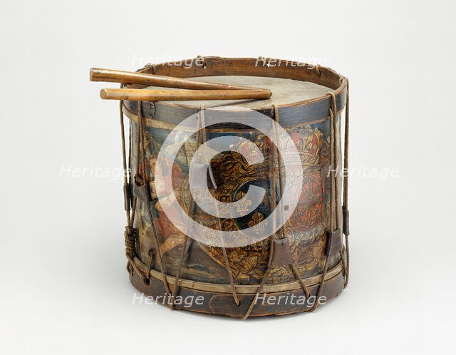 French Military Side Drum and Drumsticks, France, 1772. Creator: Unknown.