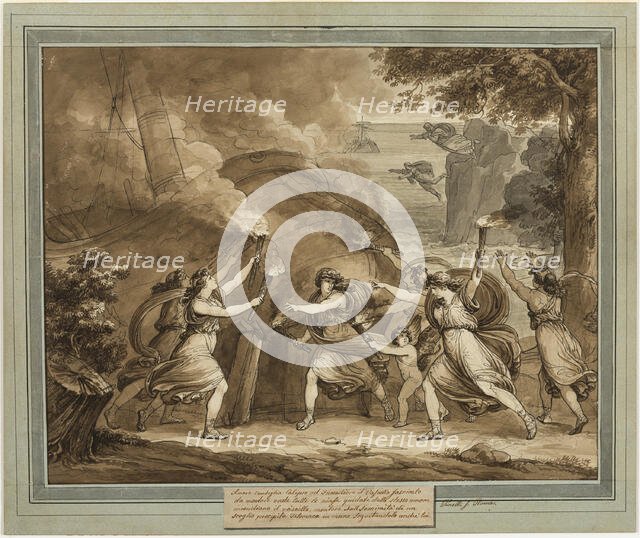 Cupid Advises Calypso to Set  Fire to Mentor’s Ship, from The Adventures of..., 1808. Creator: Bartolomeo Pinelli.