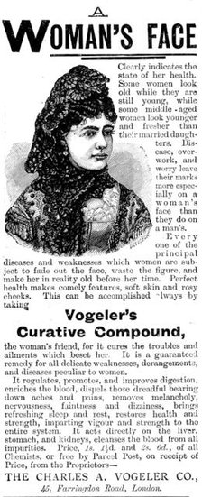 Advertisement for Vogeler's Curative Compound, 1895. Creator: Unknown.