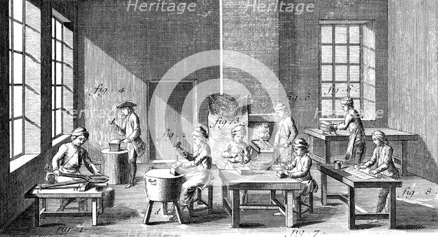 Needle making workshop, 1751-1780. Artist: Unknown