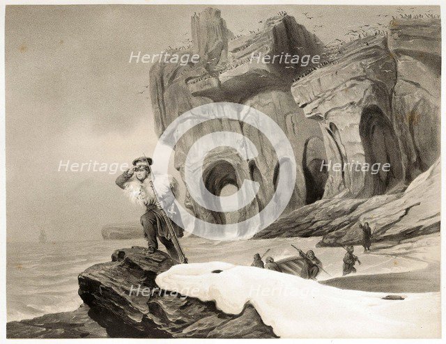 Bear Island from Voyages en Scandinavie, en Laponie, au Spitzberg et aux Feroe, pub. 1852. Creator: Francois Auguste Biard (1798 - 1882).