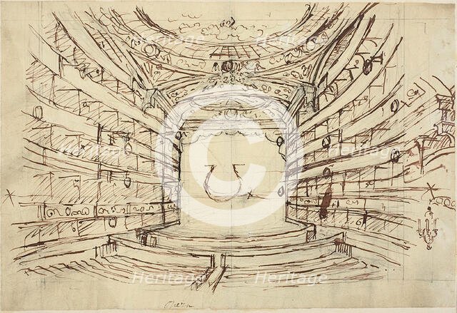 Study for Opera House, from Microcosm of London, c. 1808. Creator: Augustus Charles Pugin.