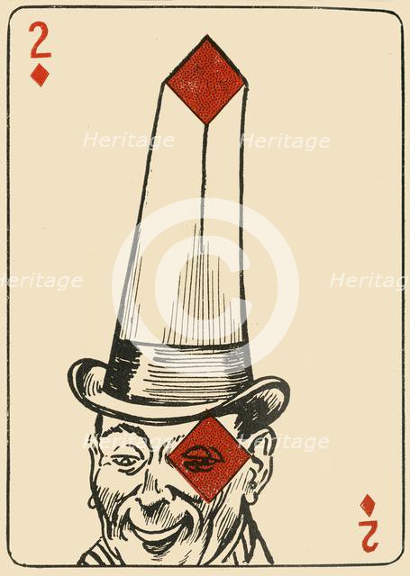 'The two of diamonds as a basis for a comic minstrel', 1910. Creator: A Hogg.