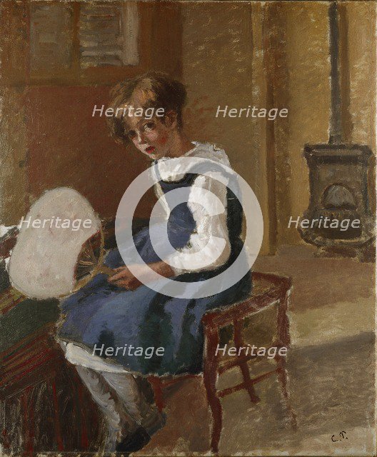 Jeanne holding a Fan, c1873. Artist: Camille Pissarro.
