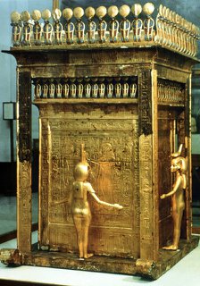 Replica canopic chest from the Tomb of Tutankhamun, Egypt. Artist: Unknown