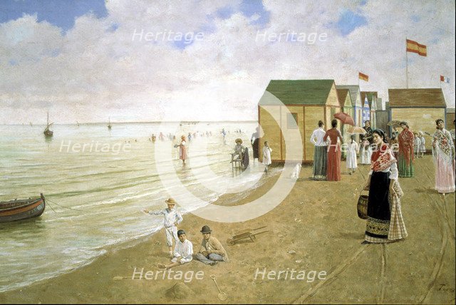 Sanlucar de Barrameda beach', oil by Joaquín Turina.