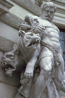 A statue of Hercules and Cerberus. Artist: Unknown