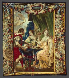 Cleopatra and Antony Enjoying Supper, from The Story of Caesar and Cleopatra, Brussels, c. 1680. Creator: Gerard Peemans.