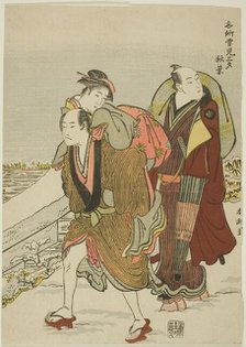 Akiba, from the series "Three Evenings at Spots Famous for Snow Viewing..., v. 1780/1801. Creator: Katsukawa Shuncho.