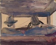 James McBey Driving - View from Back Seat, 1929. Creator: Margot Murray.