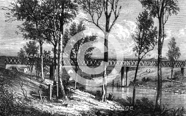 The Bremer Railway Bridge near Ipswich, Queensland, 1868. Creator: Mason Jackson.