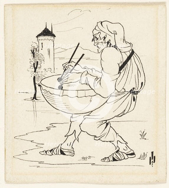 Man with Drum, c. 1893. Creator: Aubrey Beardsley.