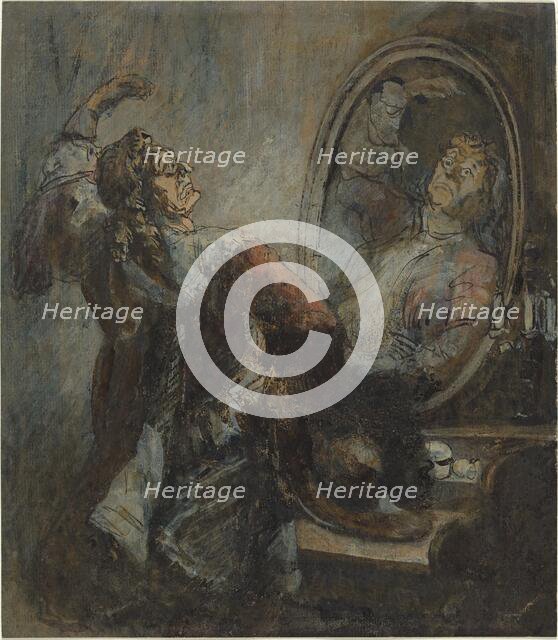 Actor Posing in Front of a Mirror, 1870s?. Creator: Honore Daumier.