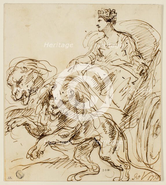 Cybele on Chariot Drawn by Lions, 1738. Creator: John Vanderbank.