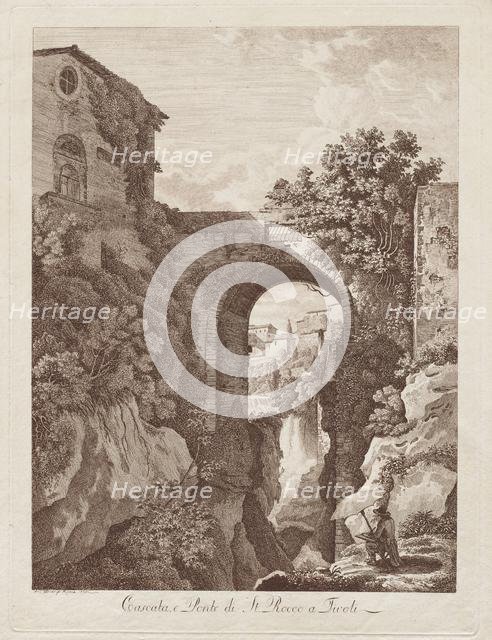 St. Rocco Waterfall and Bridge at Tivoli (Cascata e Ponte di St. Rocco a Tivoli), 1795. Creator: Albert Christoph Dies (Austrian, 1755-1822).