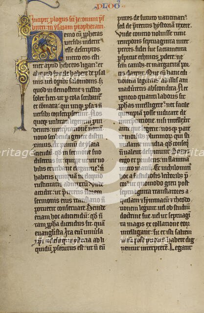 Inhabited Initial N; Marquette Bible, about 1270. Creator: Unknown.