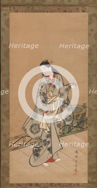 Woman on Veranda, ca. 1730. Creator: Takizawa Shigenobu.