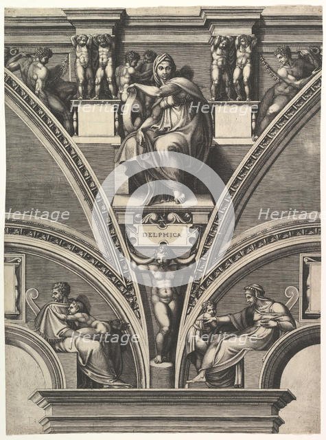 The Delphic Sibyl; from the series of Prophets and Sibyls in the Sistine Chapel, 1570-75. Creator: Giorgio Ghisi.