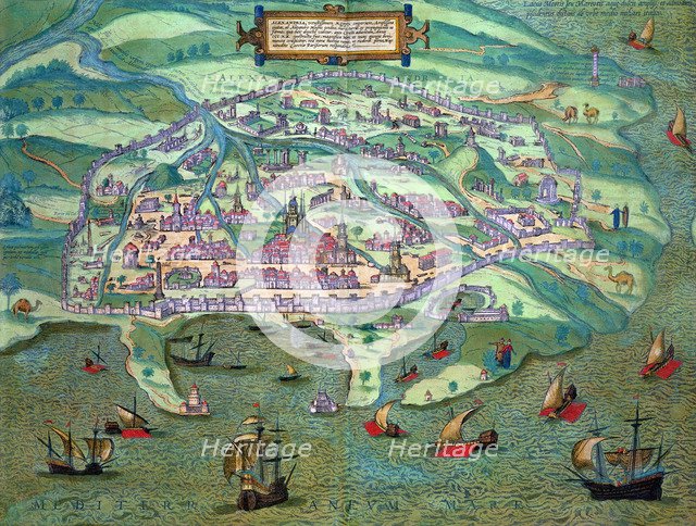 Map of Alexandria, Egypt, c1572. Artist: Joris Hoefnagel